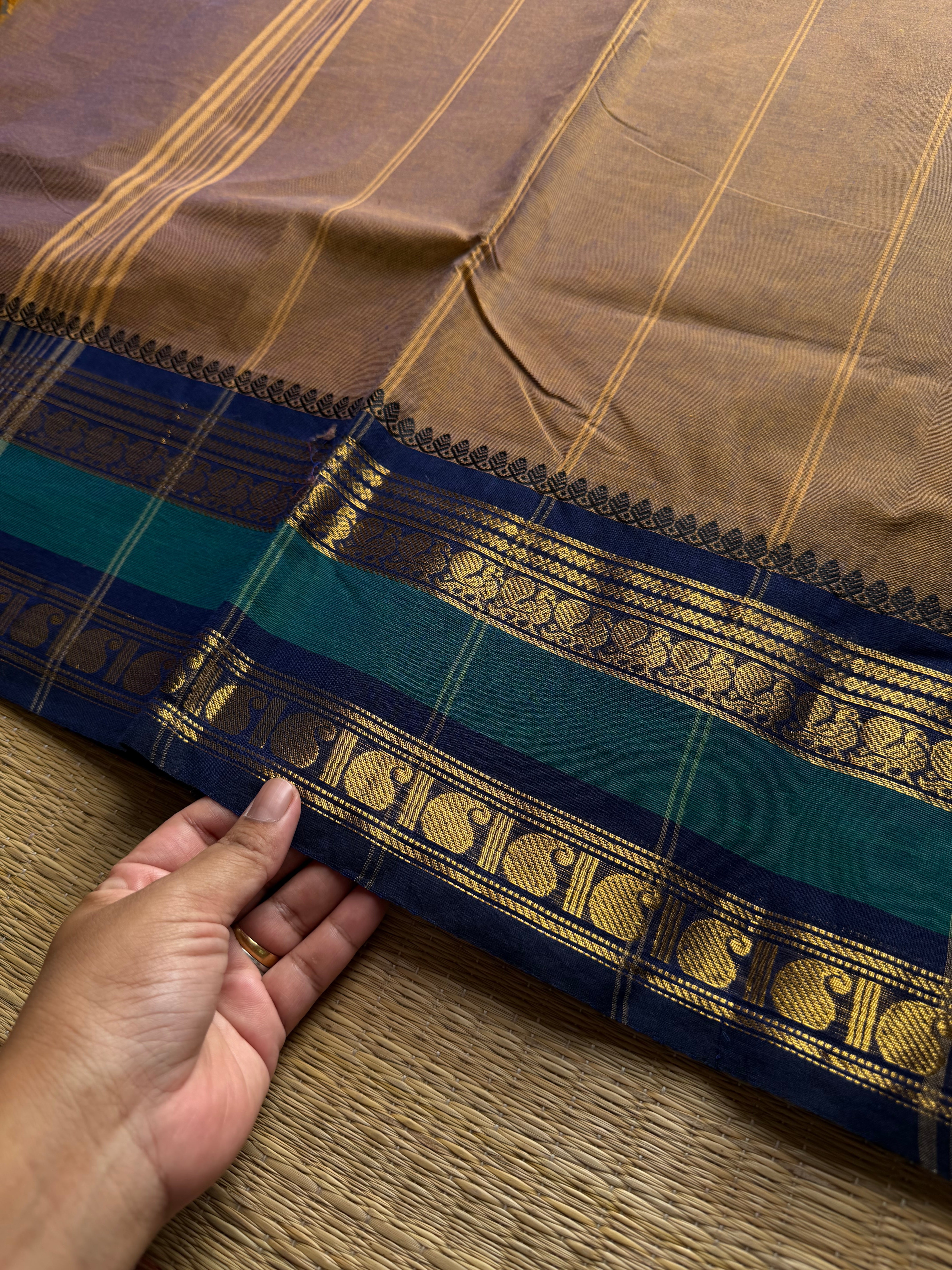 RF943 Dual shade light earthy brown shade Kanchi cotton saree