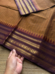 RF766 Honey shade with brown combination Kanchi cotton saree