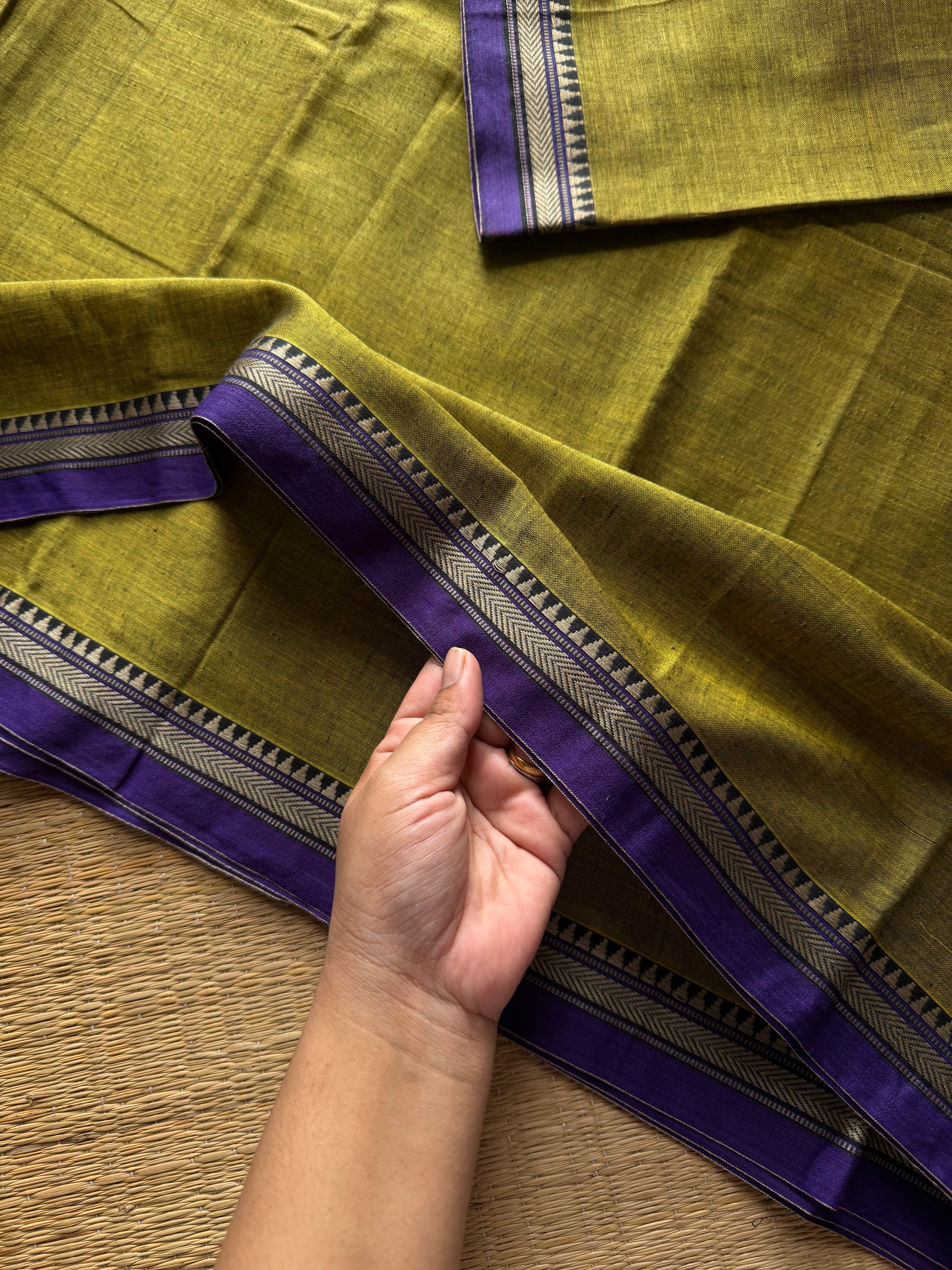 RF556 Green Mercerised Narayanpet cotton saree