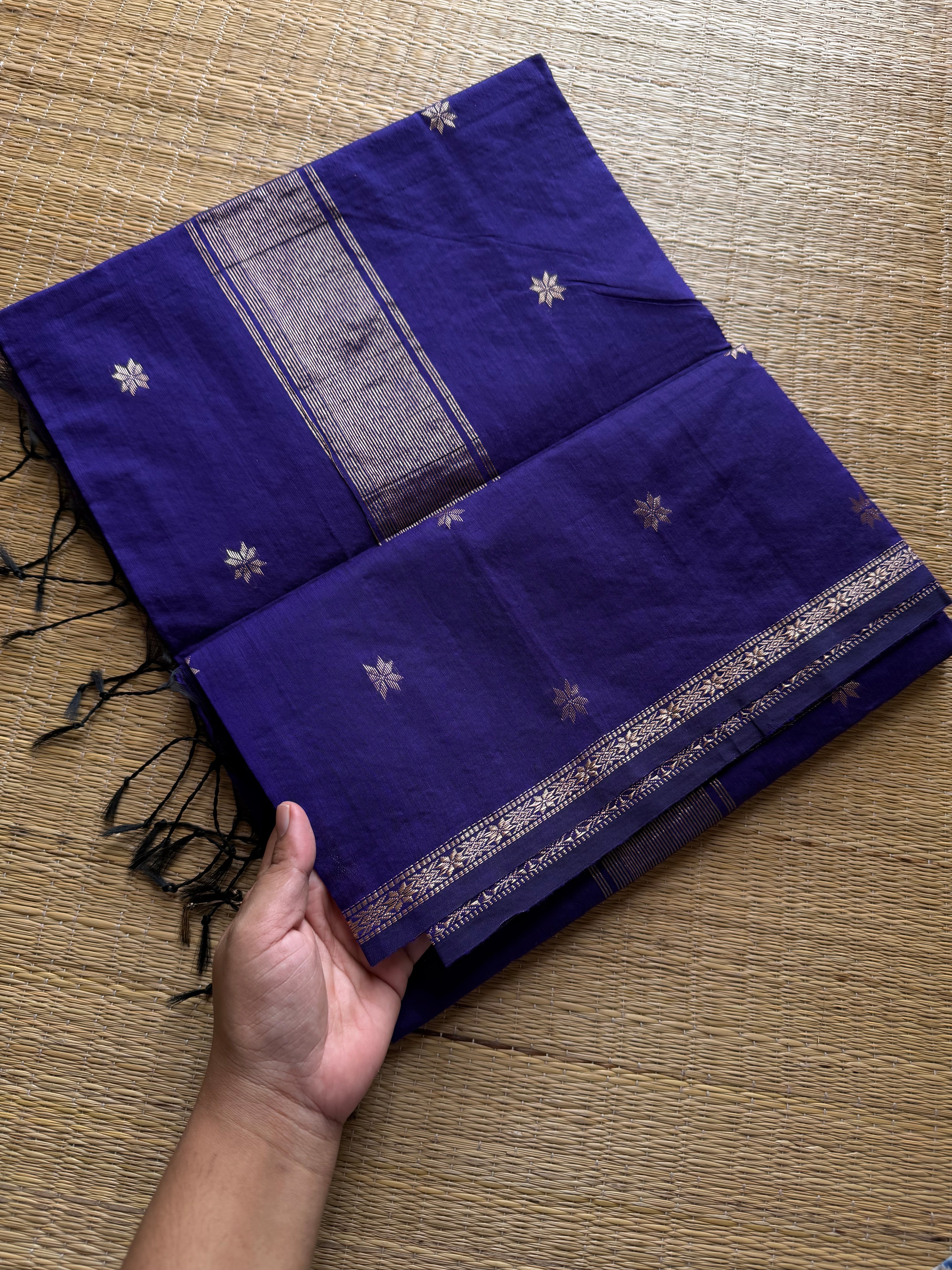 RF578 Monotone violet shade Maheswari semi silk cotton saree