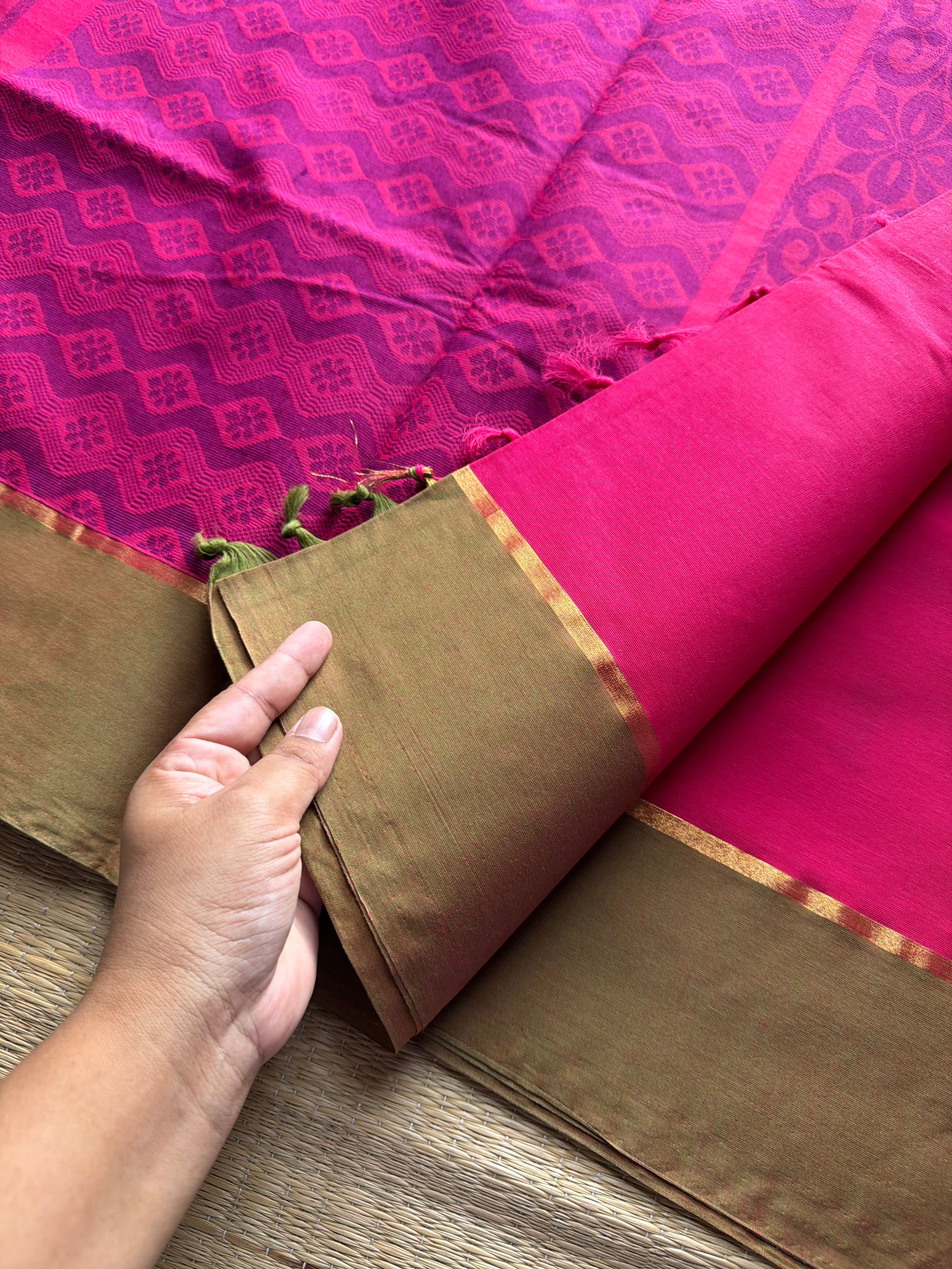 RF1108 Negamam Pure Cotton Saree ~ Pink Shade