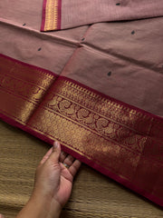 RF912 Onion pink ~ Kanchi cotton saree with handmade thread buttas