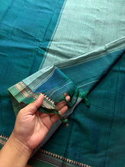 RF380 Peacock Blue Shade Narayanpet Mercerised Cotton Saree with small border