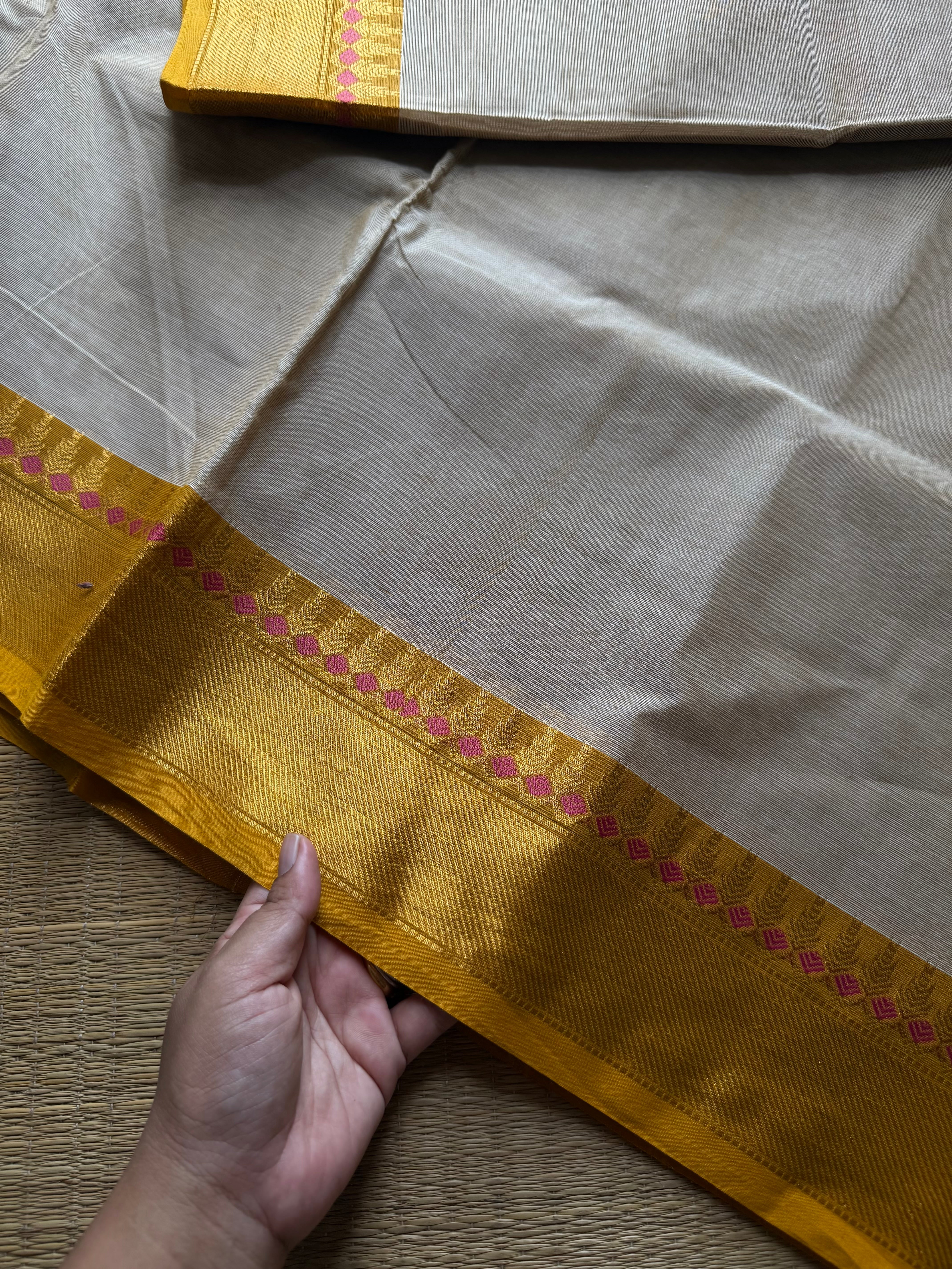 Cream shade Kanchi cotton saree ~ Silk Saree Inspired