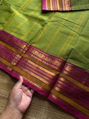 RF1298 Dual tone parrot green shade Kanchi Cotton Saree ~ Silk Saree Inspired