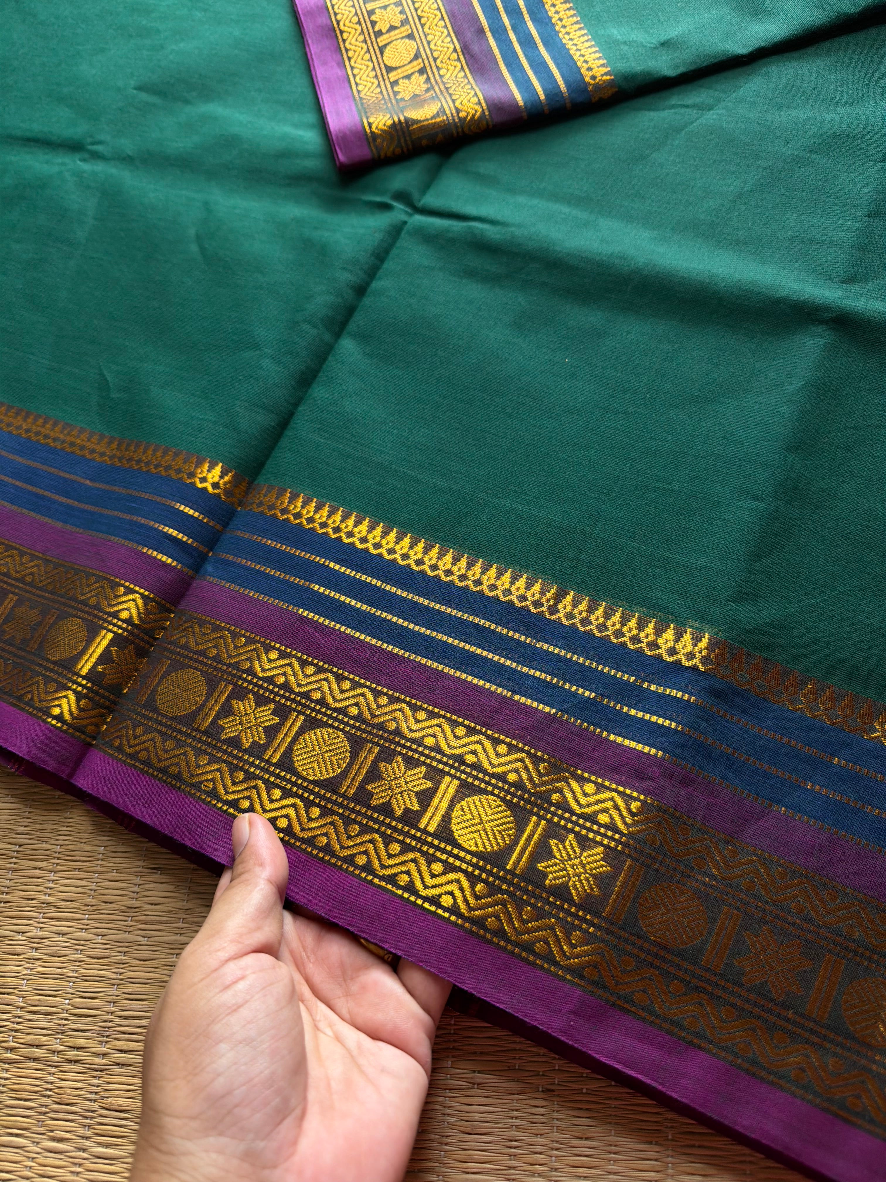 RF631 Dark teal green shade Kanchi cotton saree