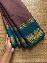 RF768 Dual tone Kanchi Cotton Sarees with silk saree inspired Annam & elephant pattern gap border