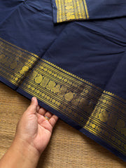 RF975 Navy blue shade Kanchi Cotton Saree with Annam and mango pattern