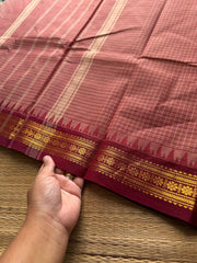 RF716 Onion pink with maroon Podikattam Kanchi cotton saree with small border