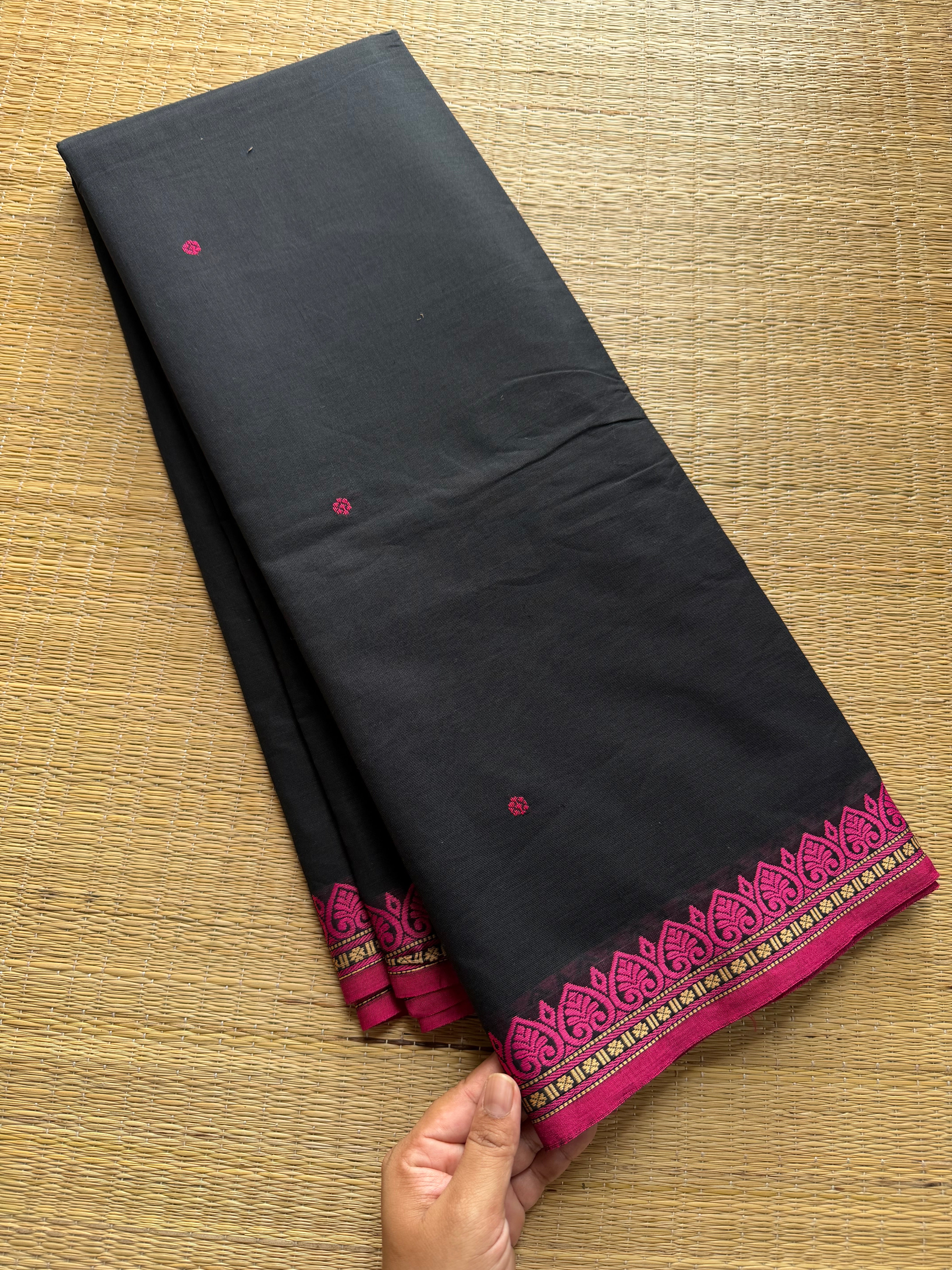 RF360 Soft Kanchi Cotton small thread border saree with handmade thread buttas