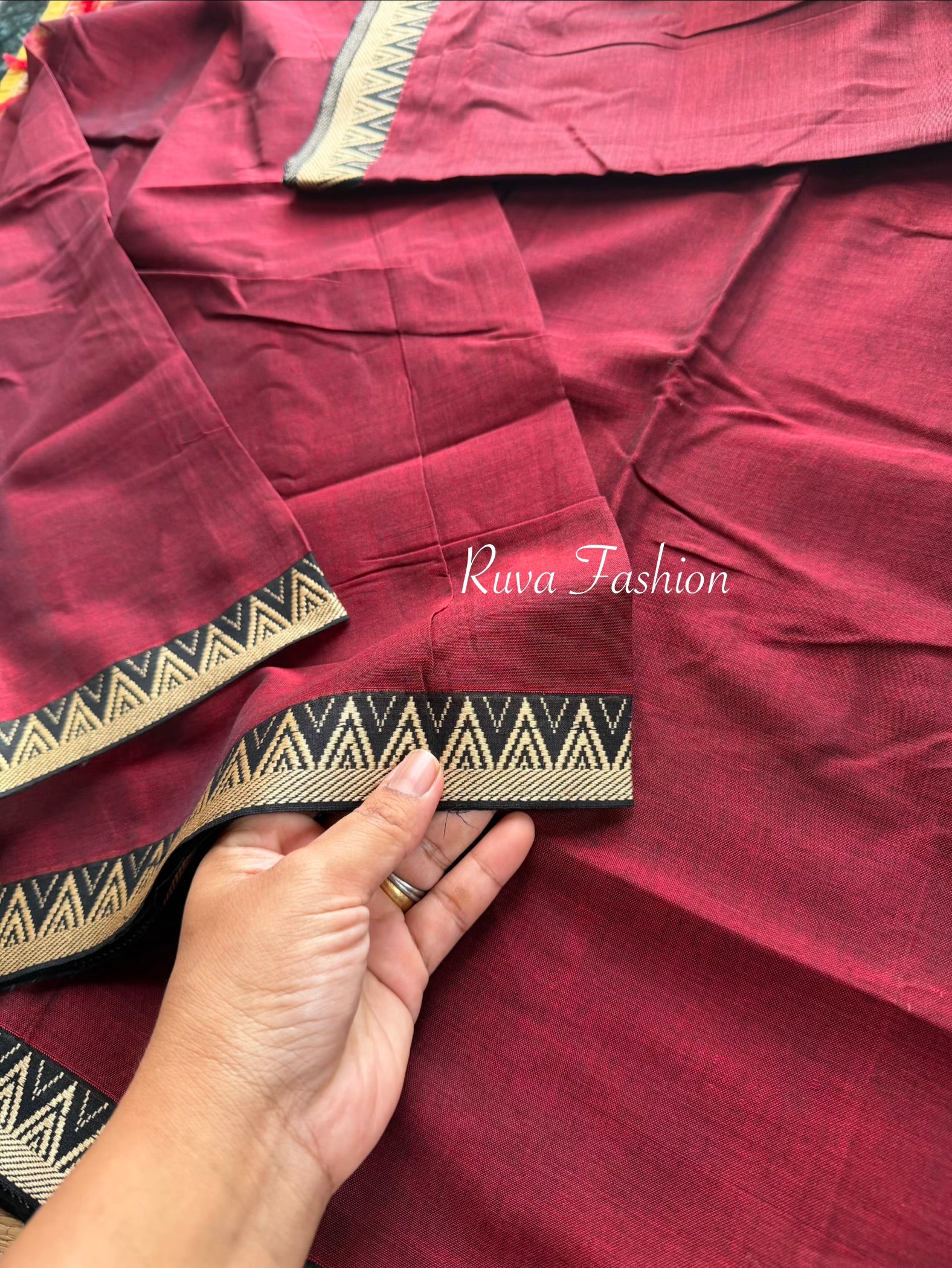 RF90 Maroon shade Narayanpet Mercerised cotton saree
