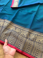 RF163 Peacock blue shade shade Mercerised Narayanpet Cotton saree