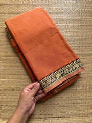 RF821 Dual tone orange shade Mercerised Narayanpet cotton saree with small border