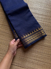 RF1322 Navy blue shade ~ Vairaoosi Pattern Kanchi Cotton Saree with small border