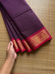 RF655 Purple shade Kanchi cotton saree ~ Vairaoosi pattern