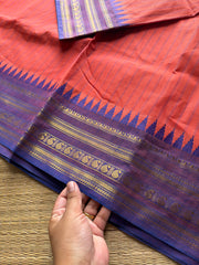 RF765 Light Reddish orange shade Kanchi cotton saree