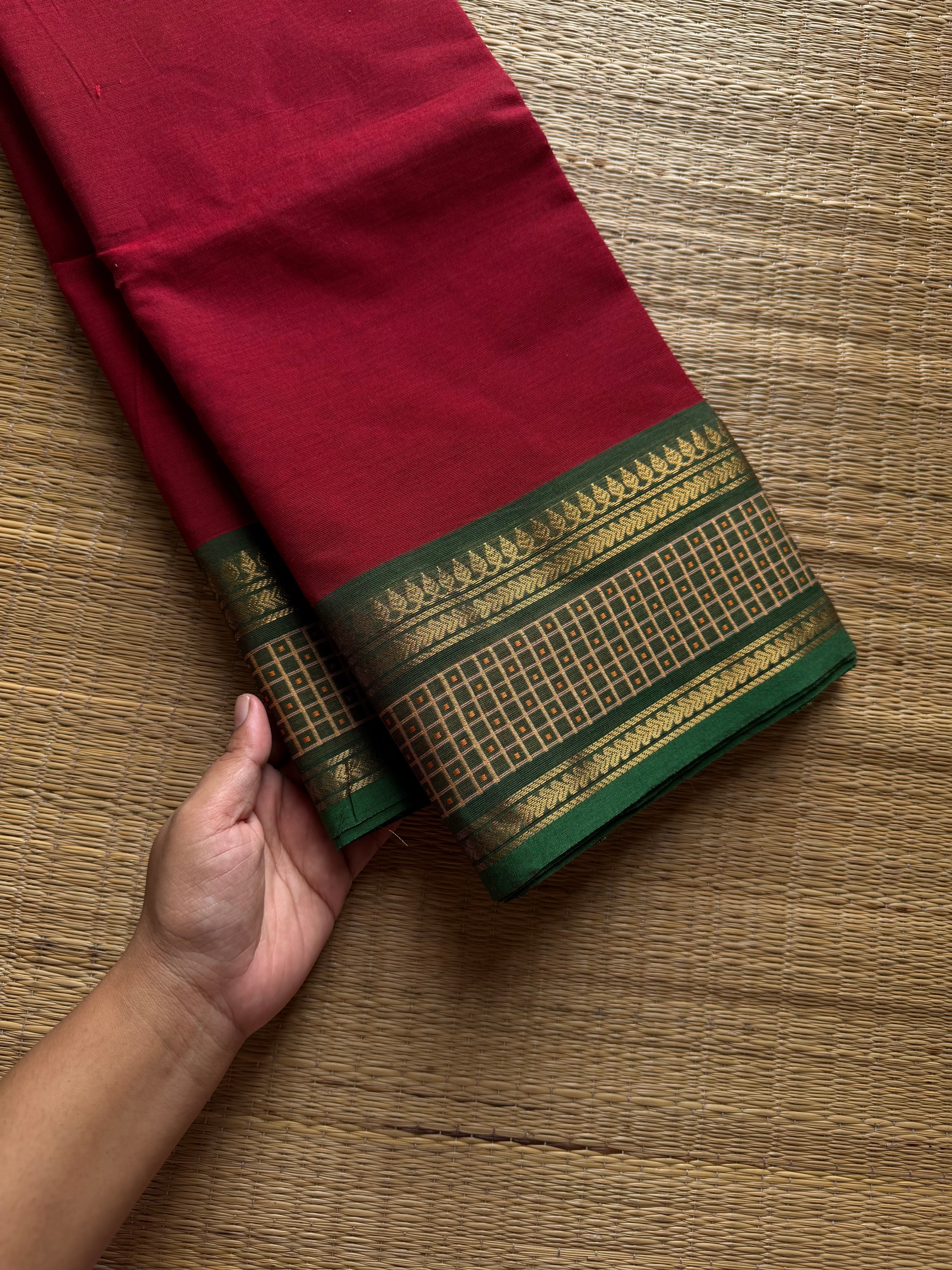 RF1300 Reddish maroon Kanchi cotton saree