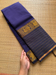 RF618 Navy blue shade Narayanpet big / long border cotton saree