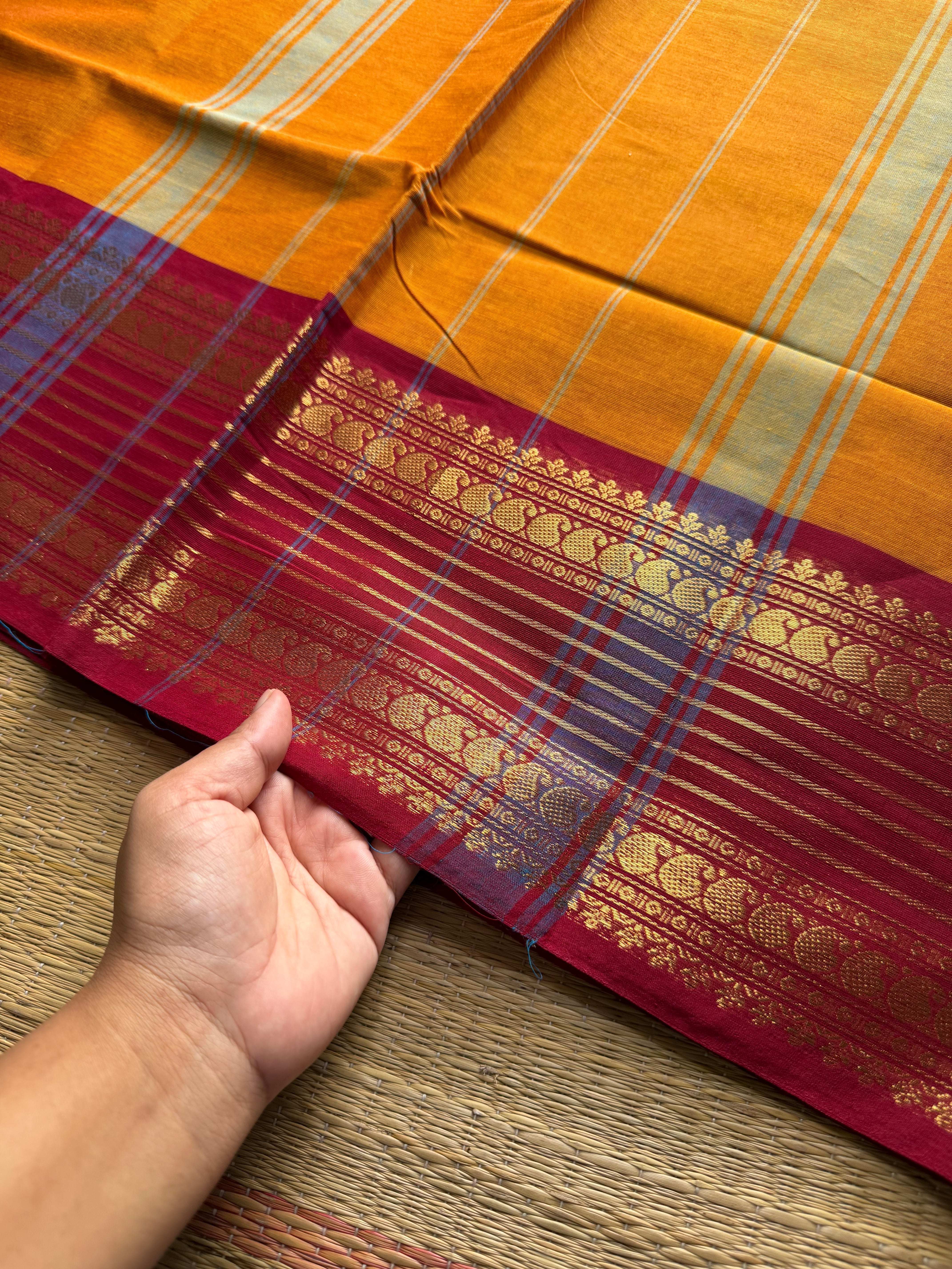RF947 Dual tone orange shade Kanchi cotton saree