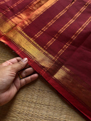 RF993 Maroon ~ Small border Kanchi cotton saree