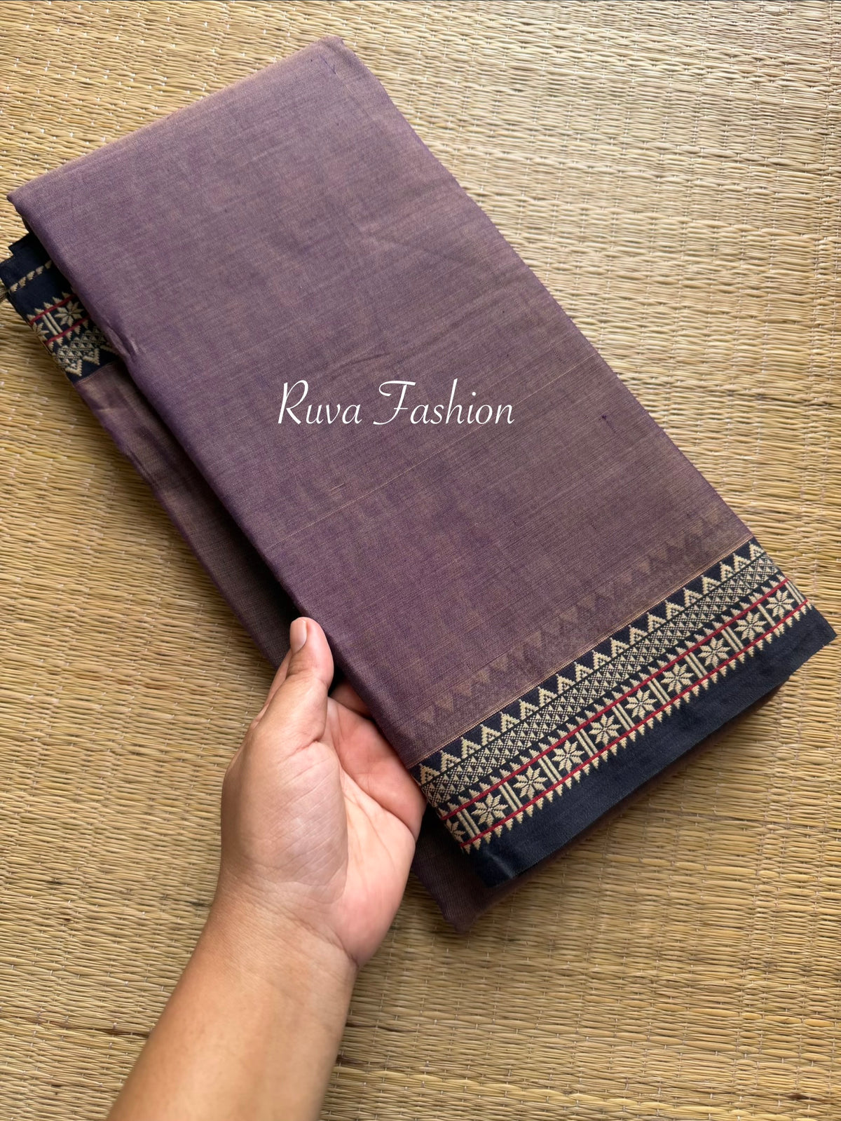 RF123 Dual tone light grape shade Mercerised Narayanpet cotton saree with small contrast border
