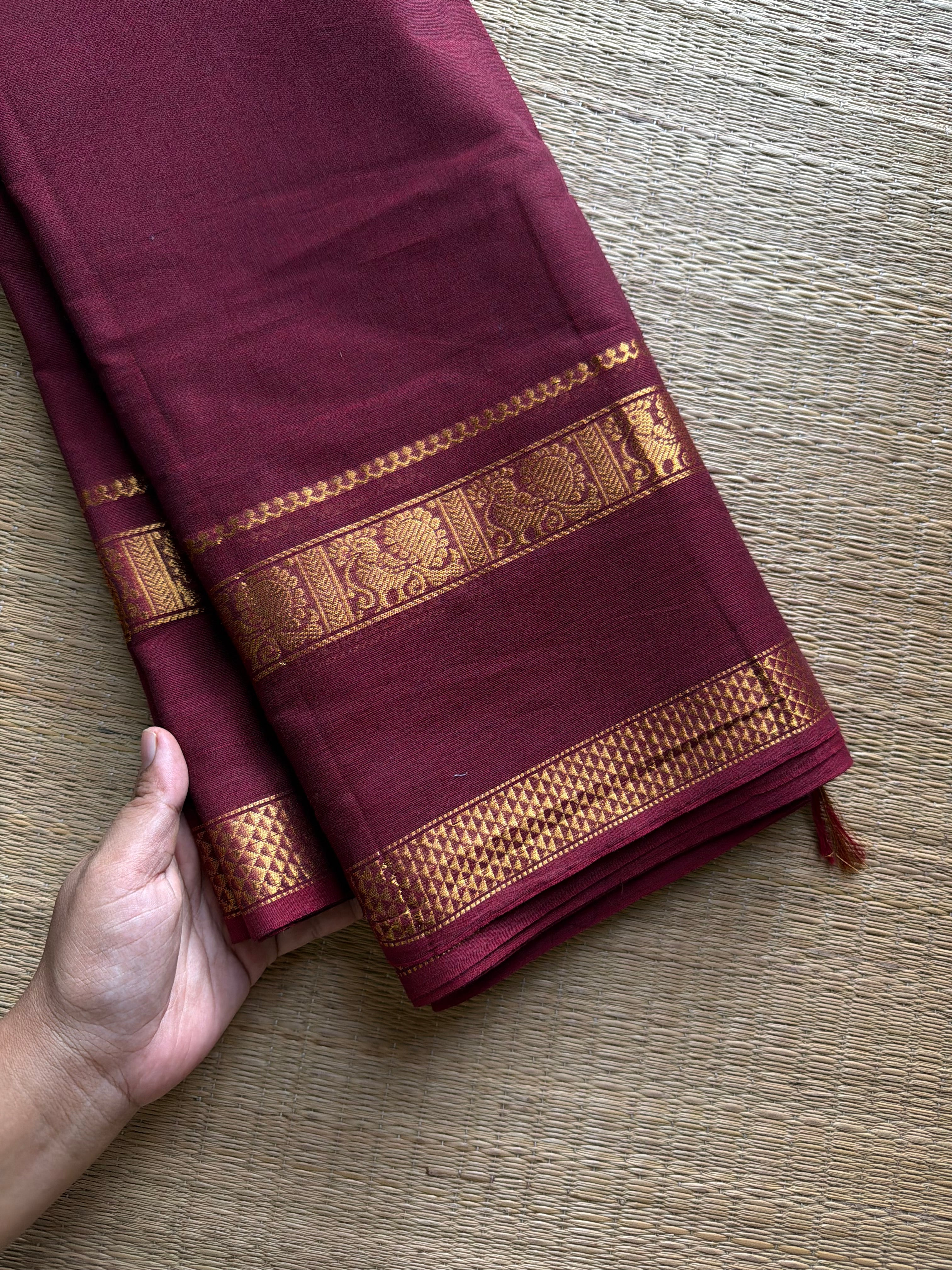 RF1147 Monotone maroon shade Kanchi cotton saree