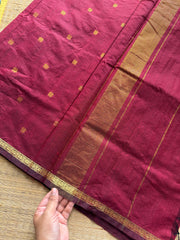 RF328 Monotone maroon shade Maheswari semi silk cotton saree