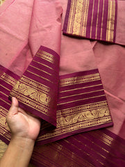 RF684 Silk saree inspired Kanchi cotton saree ~ Onion pink