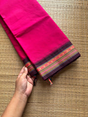 RF959 Pink ~ Thread border Kanchi cotton saree