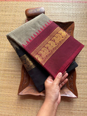 Grey Ganga Jamuna Kanchi Cotton Saree