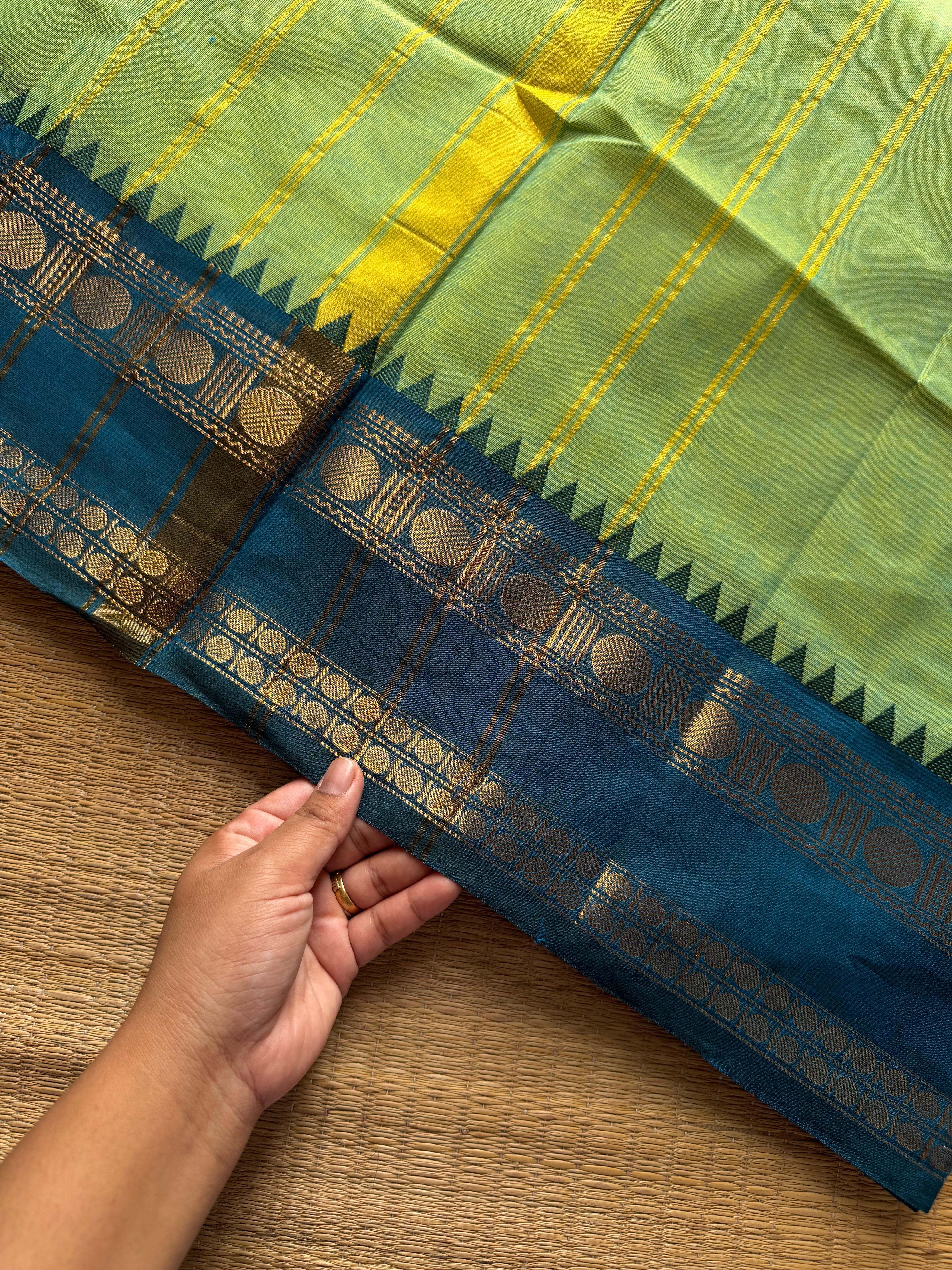 RF1116 Apple green shade Kanchi cotton saree