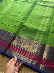 RF337 Green shade Kanchi cotton saree with silk saree inspired Zari border