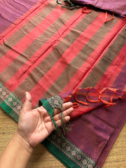 RF446 Dual shade onion pink shade Mercerised Narayanpet cotton saree