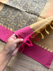 RF1106 Negamam Pure Cotton Saree ~ Beige shade