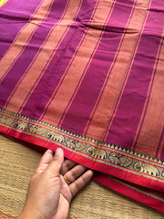 RF929 Magenta pink ~ Mercerised Narayanpet soft cotton saree with small thread border