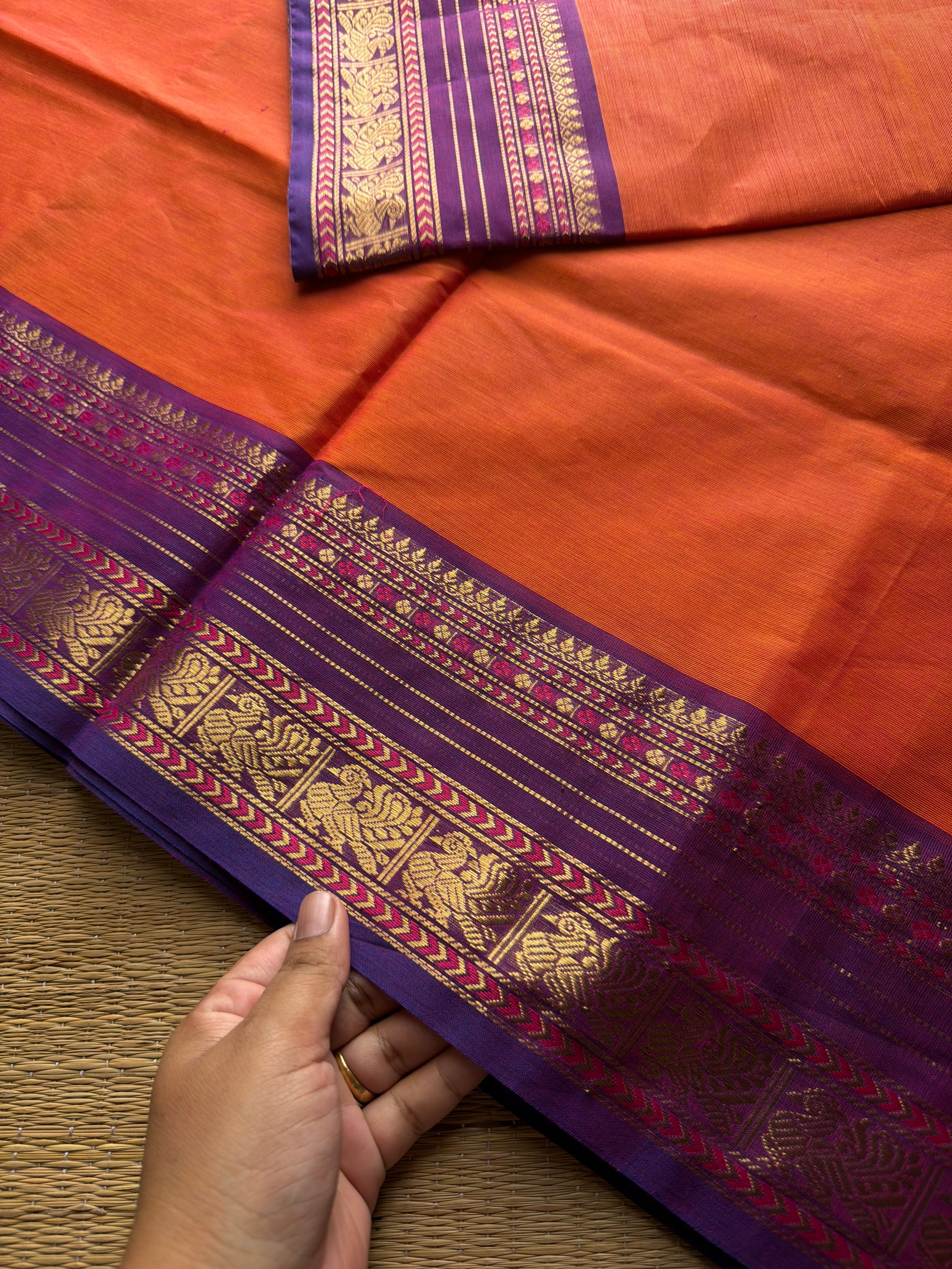 RF949 Orange shade Kanchi cotton saree ~ Silk saree inspired