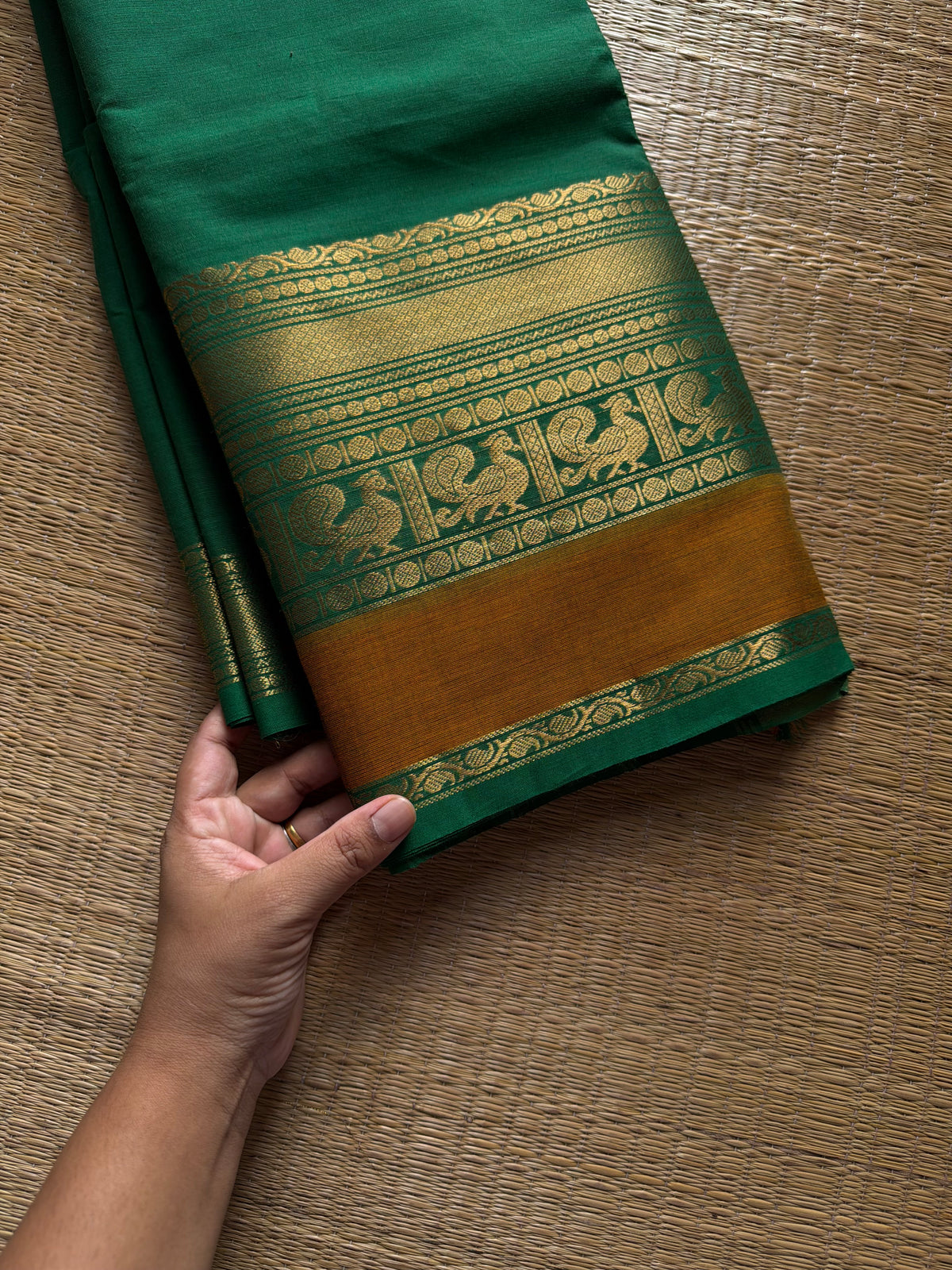 RF1421 Green shade Kanchi cotton saree