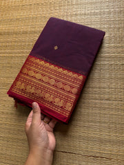 RF546 Dual tone purple shade Kanchi cotton saree with handmade thread buttas