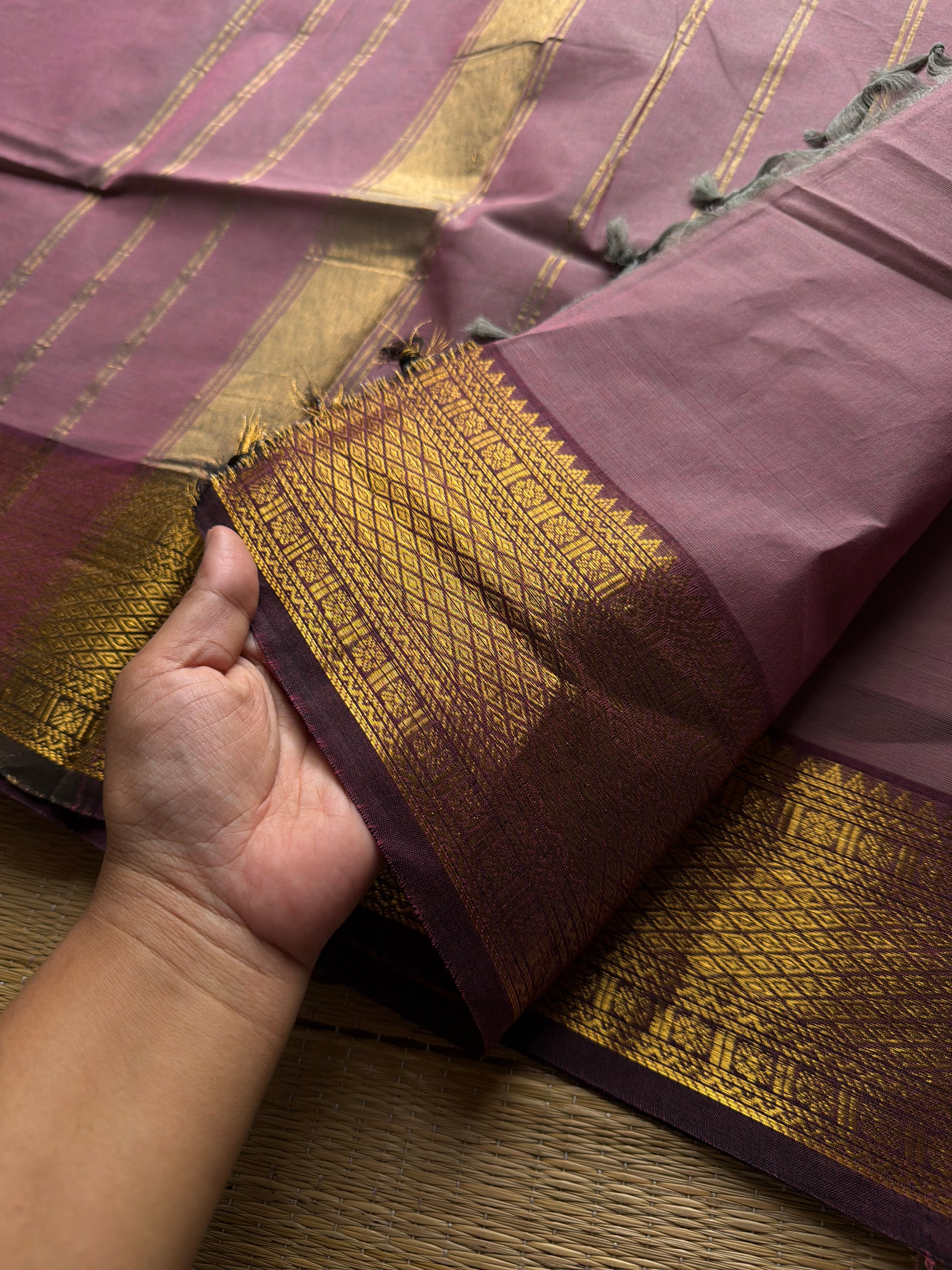 RF939 Dual tone light lavender shade Kanchi cotton saree