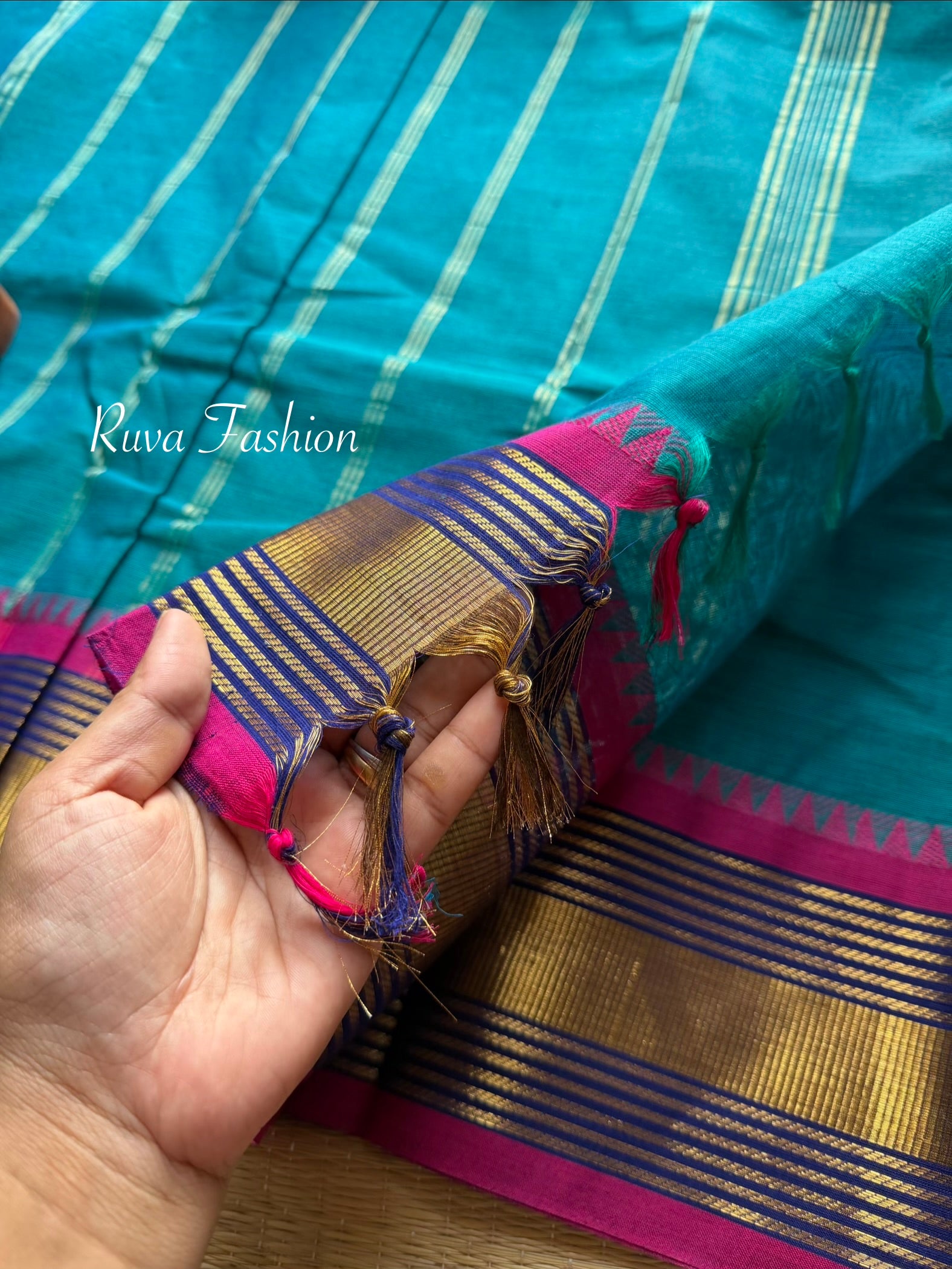 RF89 Peacock Blue with royal blue combination with unique Zari border