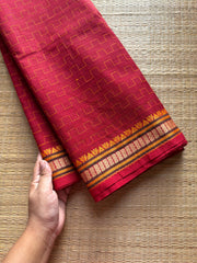 Small Thread border Kanchi cotton saree ~ Reddish Maroon