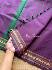 RF8 Purple Shade Soft Kanchi Cotton Saree with small thread border - RF8
