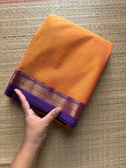 RF257 Dual tone Orange with purple combination small border Kanchi cotton saree