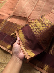 RF853 Dual tone light biscuit shade Kanchi cotton saree