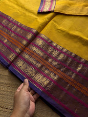 RF971 Mustard yellow shade Kanchi cotton saree with Varisaipet border