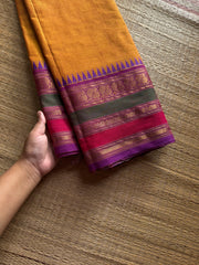 RF1287 Mustard yellow ~ Silk saree inspired Kanchi cotton saree