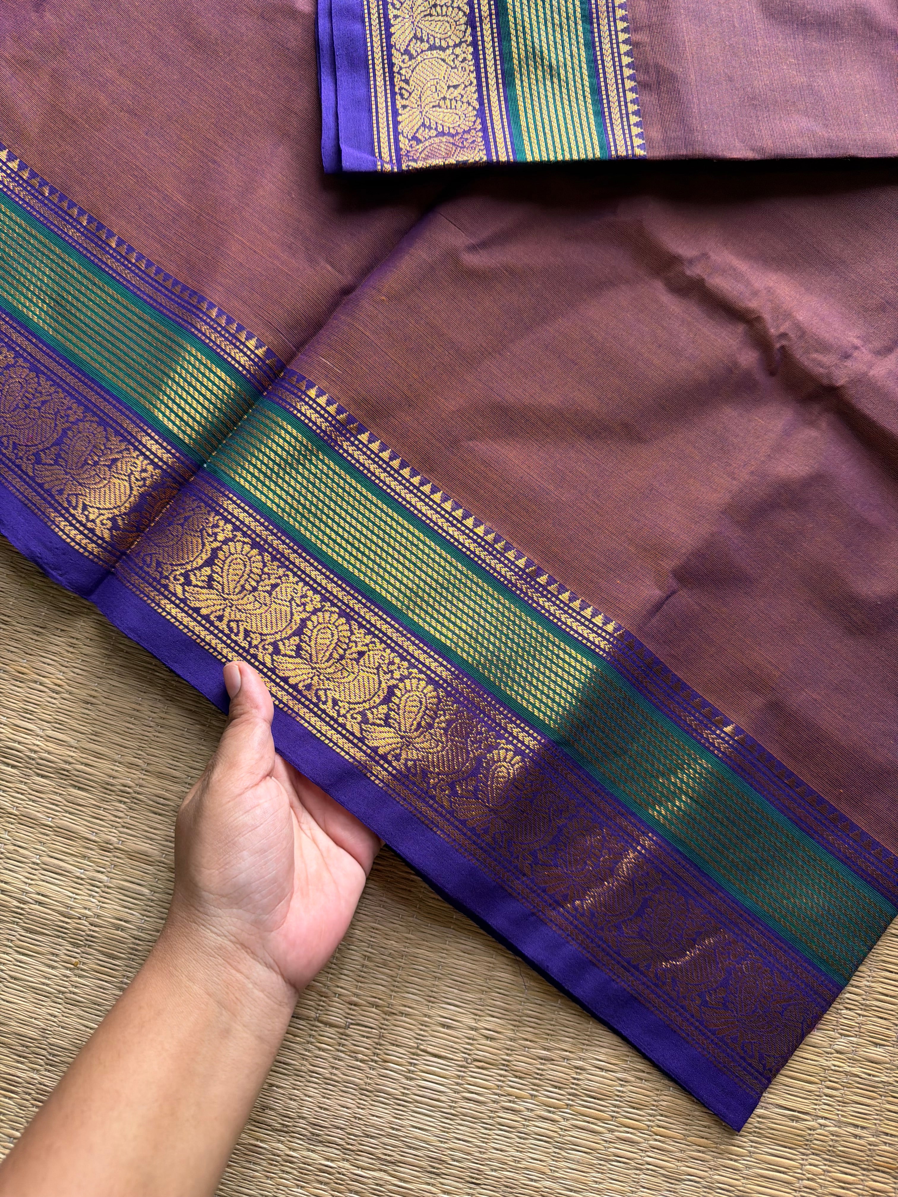 RF1145 Dual tone honey shade Kanchi cotton saree