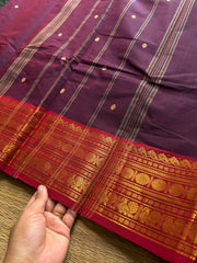 RF546 Dual tone purple shade Kanchi cotton saree with handmade thread buttas