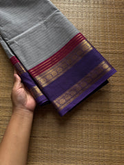RF958 Grey shade Kanchi cotton saree with unique contrast border