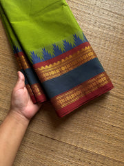 RF1263 Green Thazhampoo border Kanchi cotton saree ~ Silk saree inspired
